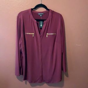 Wine long sleeve blouse